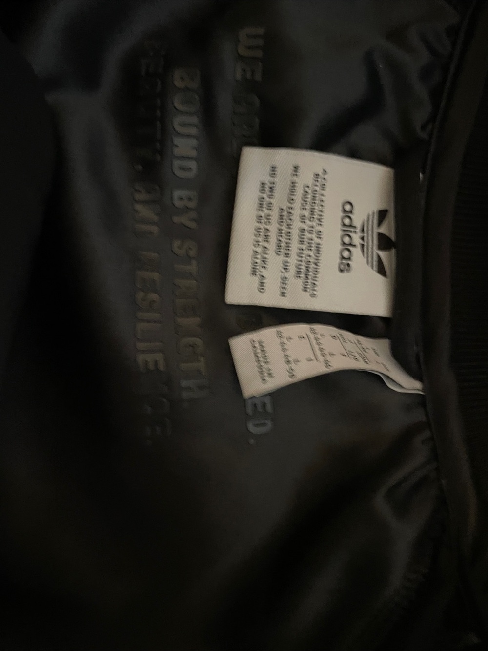 adidas Originals Black Cropped Bomber Jacket with Sheer Sleeves - Picture 7 of 16
